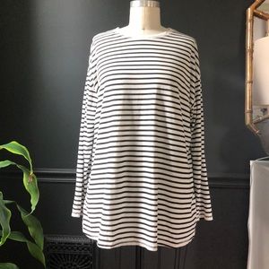 Black and White Striped Long Sleeve Maternity Tee